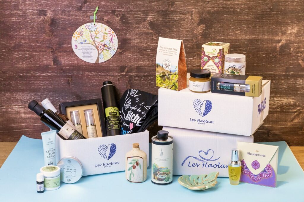 Box with kosher Israeli foods and Holy Land gifts