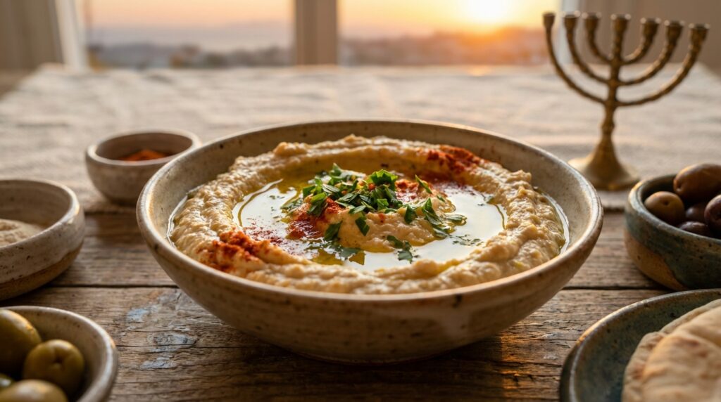Image illustrating:Authentic Israeli Hummus Delight