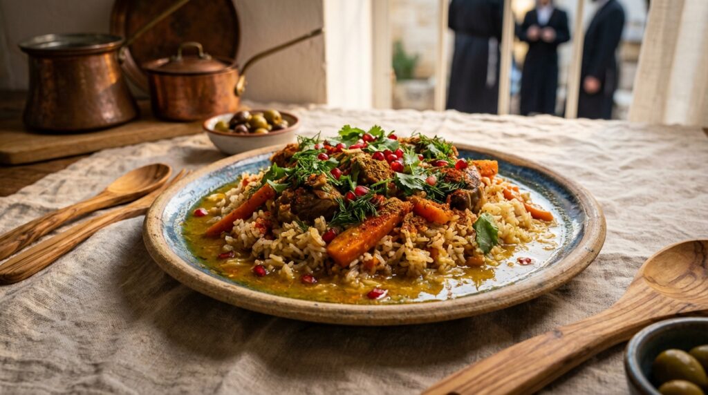 Image illustrating:Authentic Bukharian Dish from Israeli Kitchens