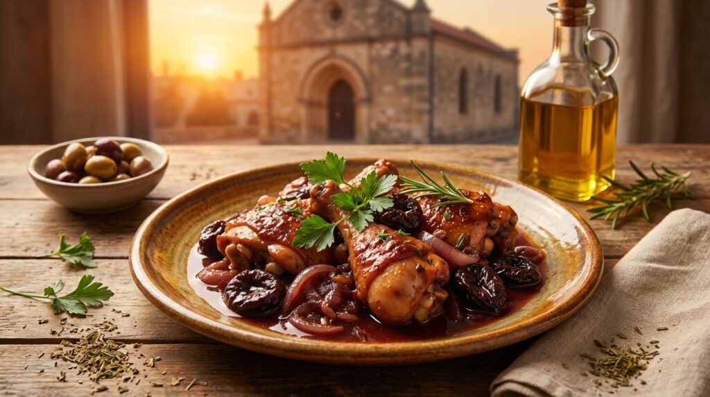 Image illustrating:Savor the Richness of Chicken in Red Wine