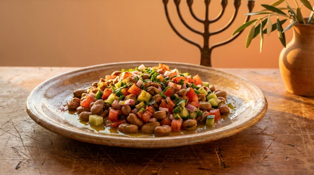 Image illustrating:Authentic Foul Salad from the Heart of Israel
