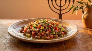 Image illustrating:Authentic Foul Salad from the Heart of Israel