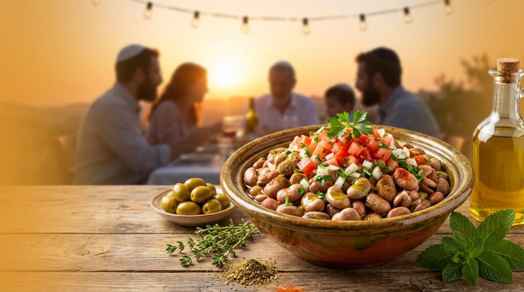 Image illustrating:Traditional Foul Salad: A Taste of Israel