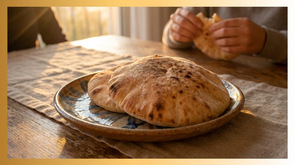 Image illustrating:Homemade Israeli Pita Bread