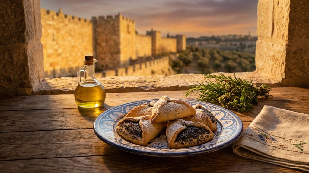 Image illustrating:Traditional Israeli Poppy Seed Pastry Delight