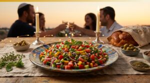 Image illustrating:Vibrant Israeli Shabbat Salad