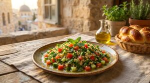 Image illustrating:Vibrant Israeli Tabbouleh Salad