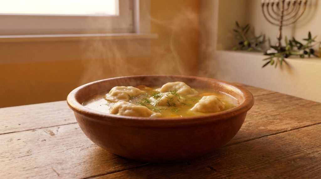 Image illustrating:Heartwarming Kreplach Soup Recipe