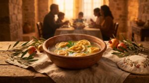 Image illustrating:Heartwarming Kreplach Soup Recipe