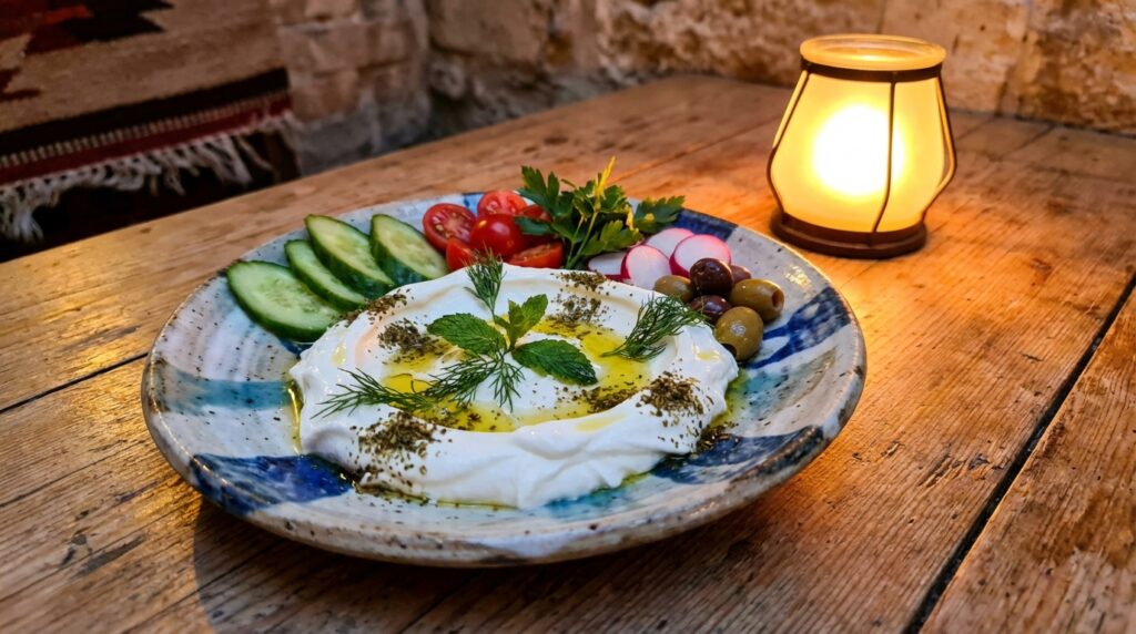 Image illustrating:Refreshing Labneh Salad with Israeli Flavors