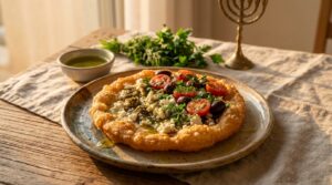 Image illustrating:Hungarian Langos with an Israeli Twist