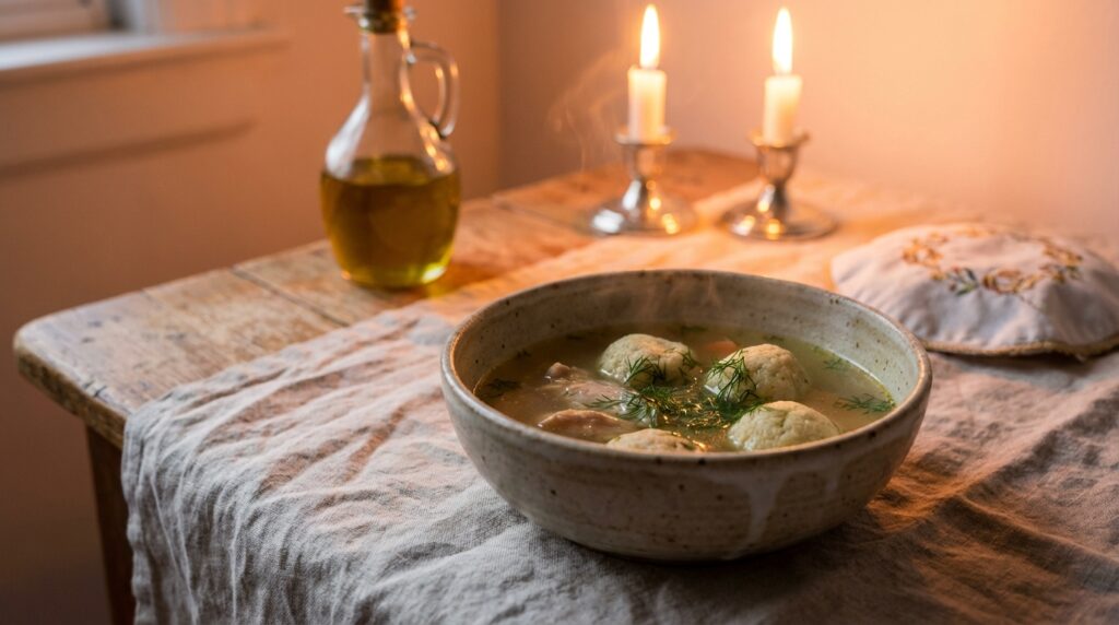 Image illustrating:The Heartwarming Story of Matzo Ball Soup