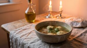 Image illustrating:The Heartwarming Story of Matzo Ball Soup