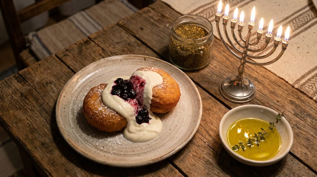 Image illustrating:Traditional Papanash: A Romanian Delight