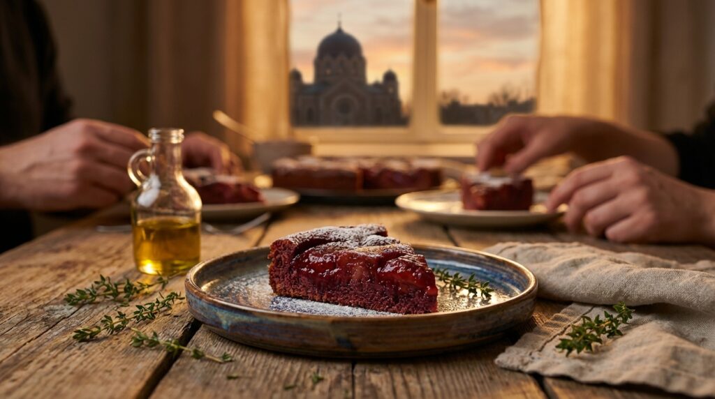 Image illustrating:Delicious Plum Jam Cake Recipe