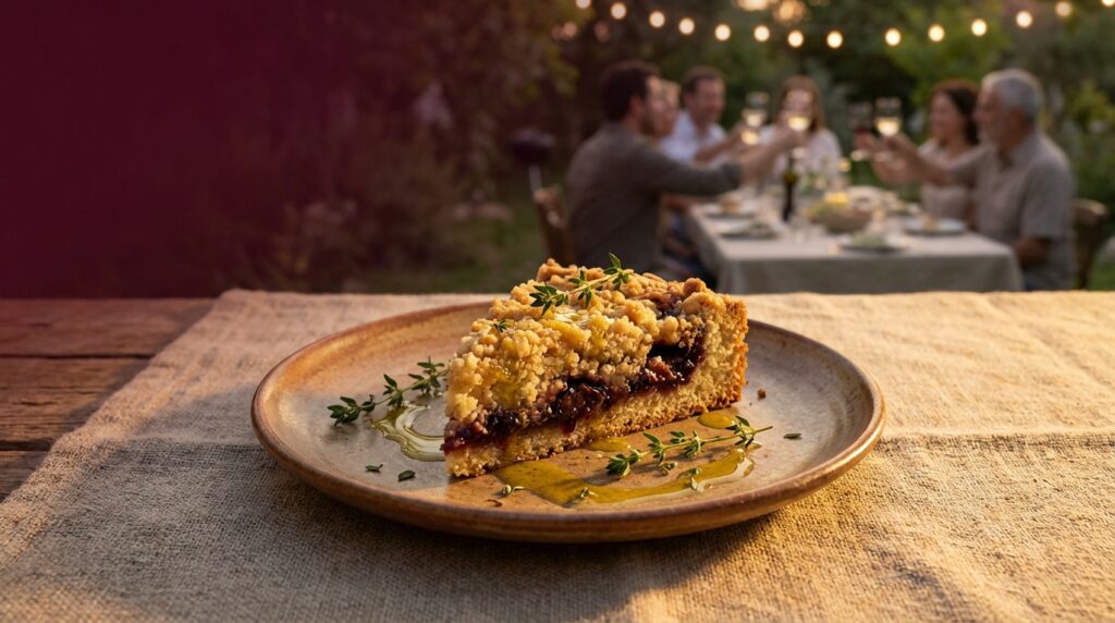 Image illustrating:Traditional Plum Jam Cake Delight