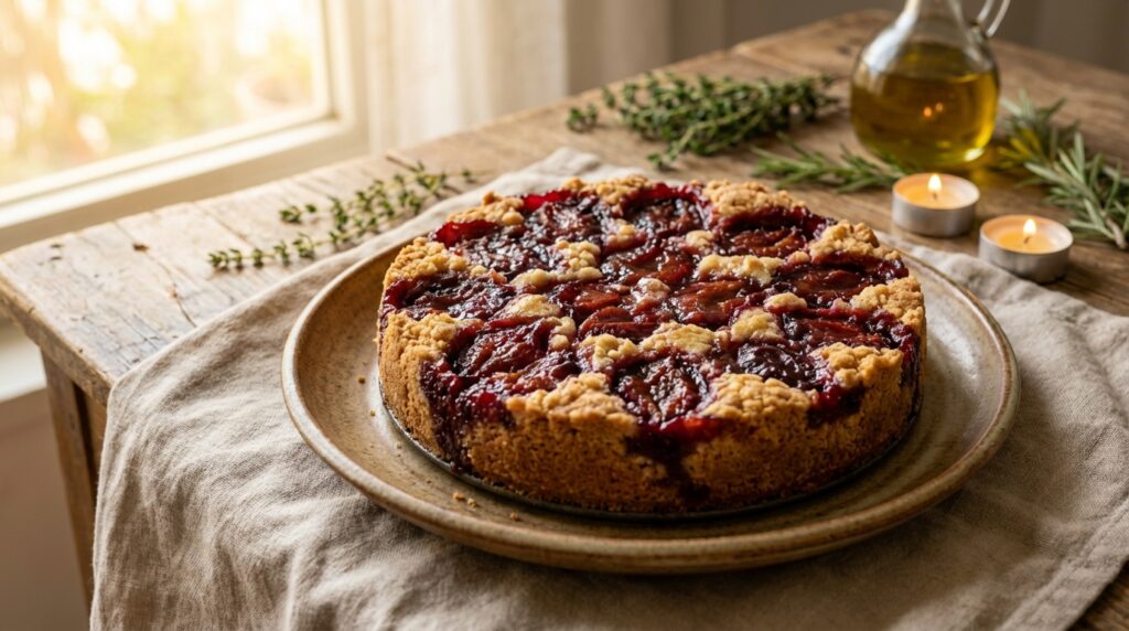Image illustrating:Delicious Plum Jam Cake from Israeli Kitchens