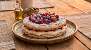 Image illustrating:Delicious Polish Meringue Cake Recipe