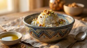 Image illustrating:Creamy Poppy Seed Ice Cream Delight