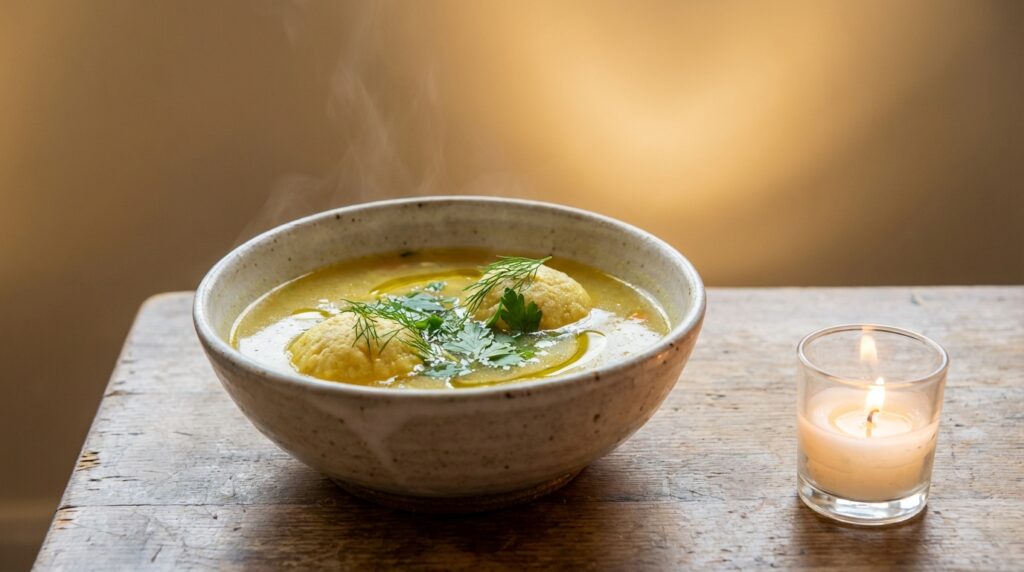 Image illustrating:Reheating Matzo Ball Soup: A Warm Embrace