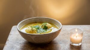 Image illustrating:Reheating Matzo Ball Soup: A Warm Embrace