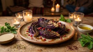 Image illustrating:Delicious Roasted Red Cabbage with Israeli Flavors