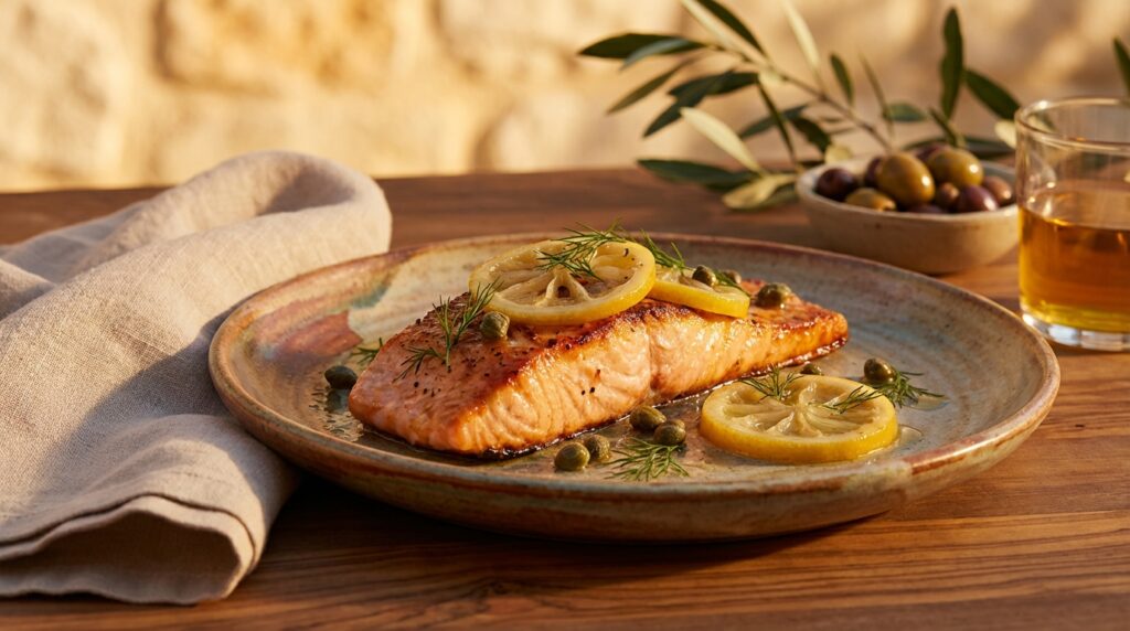 Image illustrating:Salmon with Preserved Lemon Delight