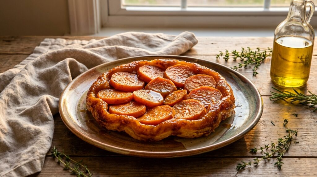 Image illustrating:Sweet Potato Tarte Tatin Delight