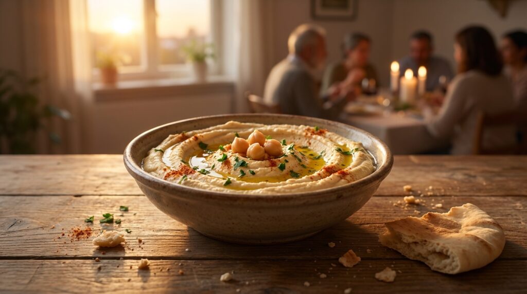 Image illustrating:Traditional Israeli Hummus Delight