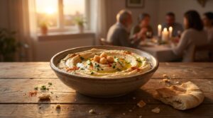 Image illustrating:Traditional Israeli Hummus Delight