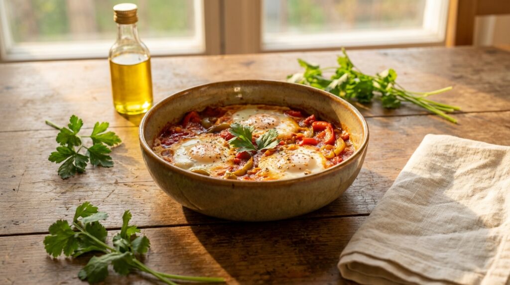 Image illustrating:Traditional Shakshuka: A Taste of Israel