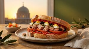 Image illustrating:Authentic Tunisian Tuna Sandwich Delight