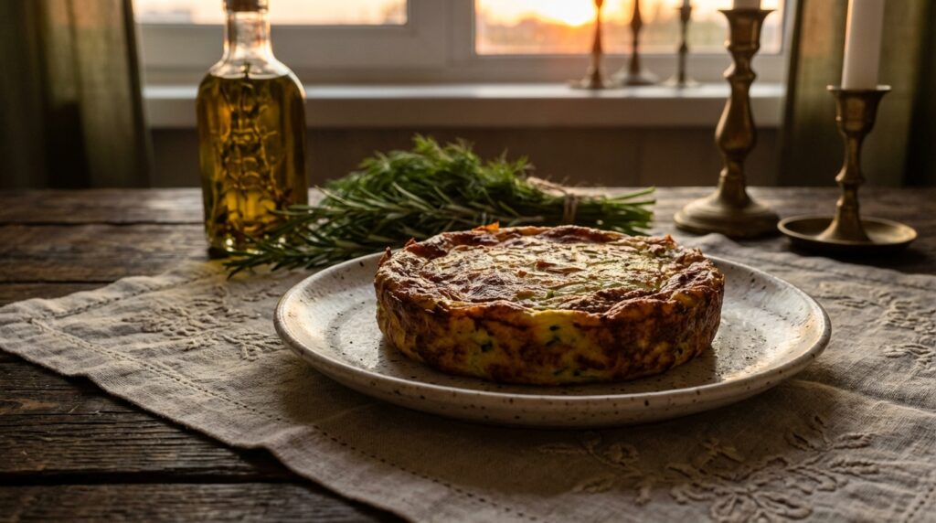Image illustrating:Traditional Zucchini Kugel for Passover Celebrations