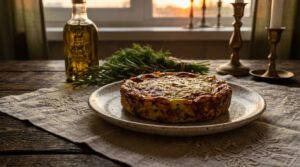 Image illustrating:Traditional Zucchini Kugel for Passover Celebrations