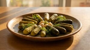 Image illustrating:Homemade Israeli‑Style Pickles with Garlic and Dill