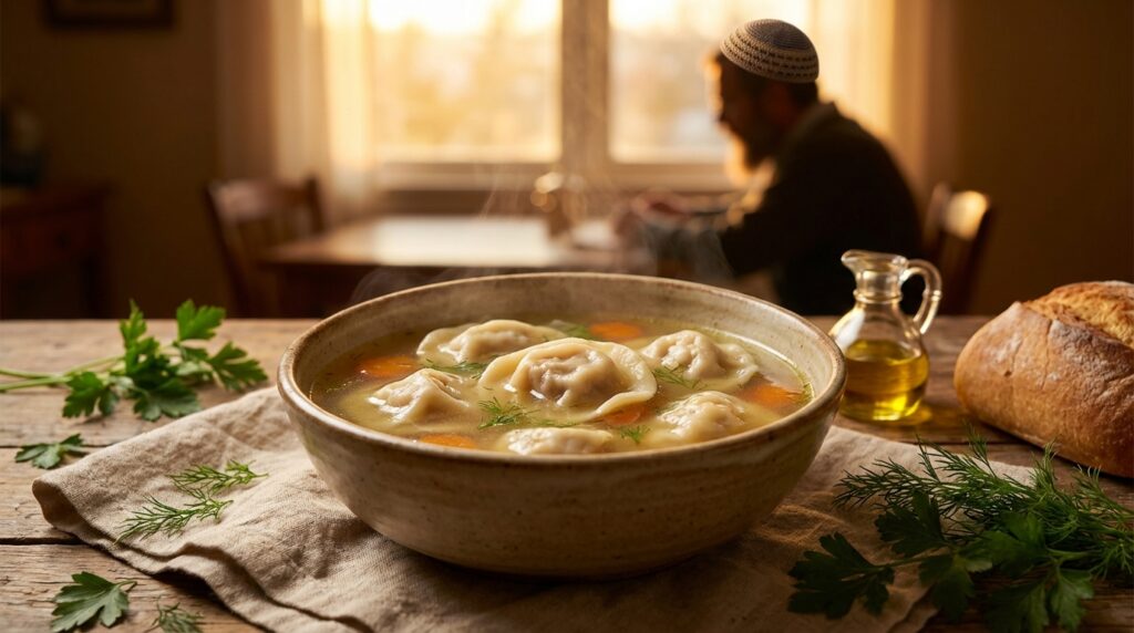 Image illustrating:Hearty Kreplach Soup to Warm the Heart