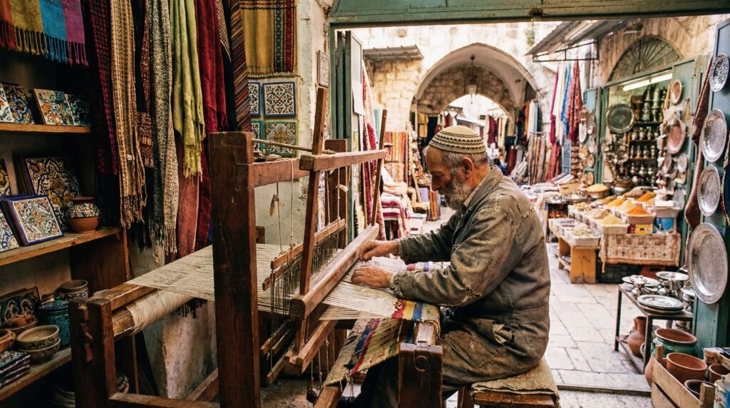 Scenic view of Israeli landscape with traditional elements