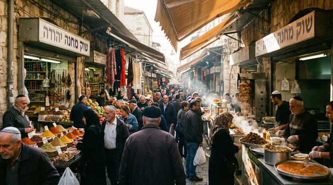 View of Israeli markets showcasing diverse products
