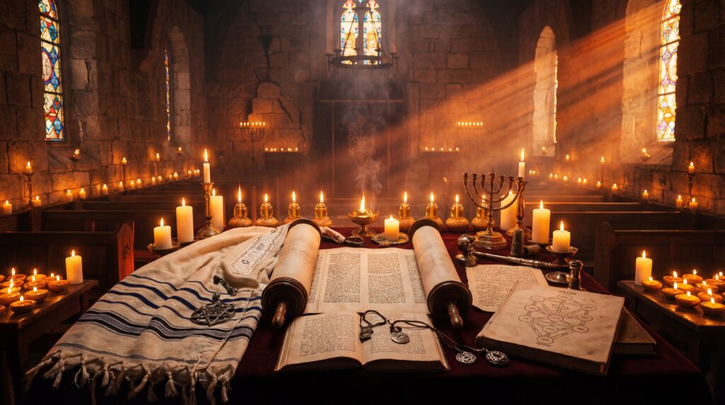 Ancient Jewish symbols and mystical texts