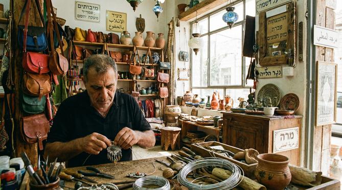 Israeli market with local products