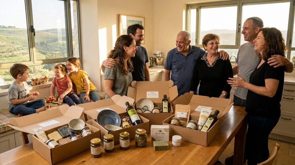 A beautifully wrapped subscription box with Israeli products