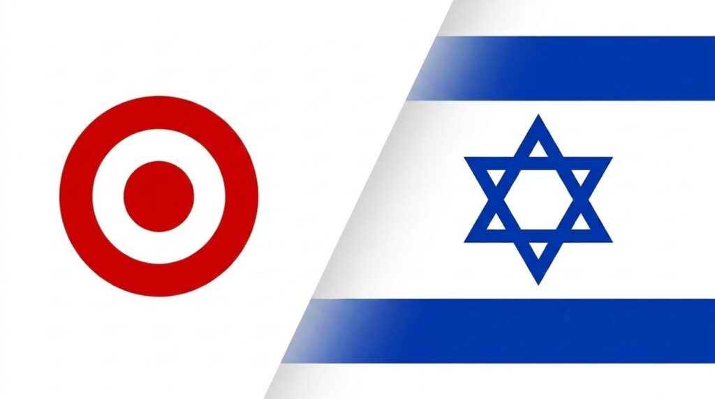 Target logo merged with Israeli flag in a graphic design.
