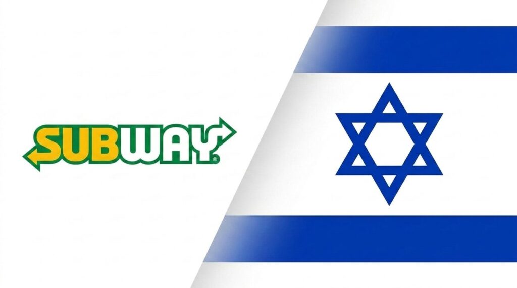 Subway logo combined with an Israeli flag in graphic layout.