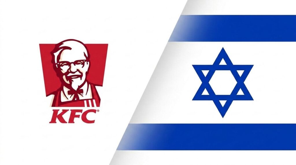 KFC logo combined with the Israeli flag in a graphic.