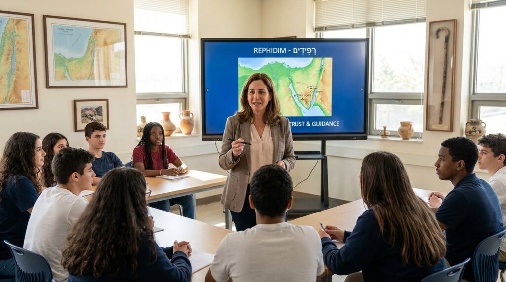 Israeli teacher uses digital tools to teach students about Rephidim.
