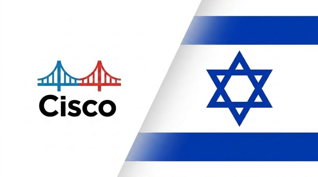 Cisco logo integrated with the Israeli flag in a graphic layout.