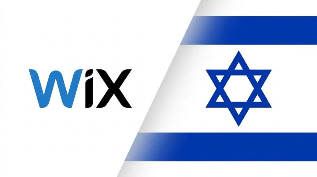 Wix logo combined with the Israeli flag in a graphic layout.