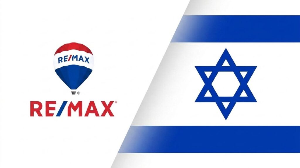 RE/MAX logo combined with the Israeli flag in graphic design.
