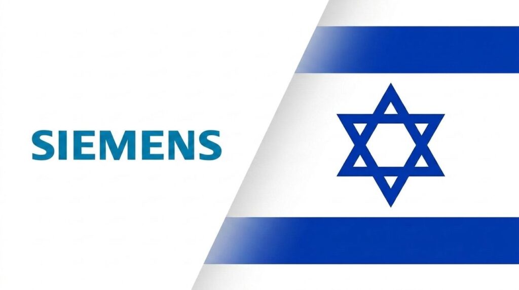 Siemens logo combined with the Israeli flag in a graphic.
