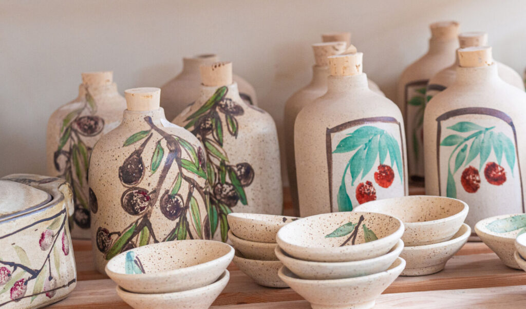 Colorful pottery collection reflecting Israeli landscapes